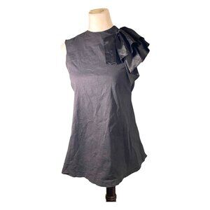 Ruffled shoulder asymmetrical top M